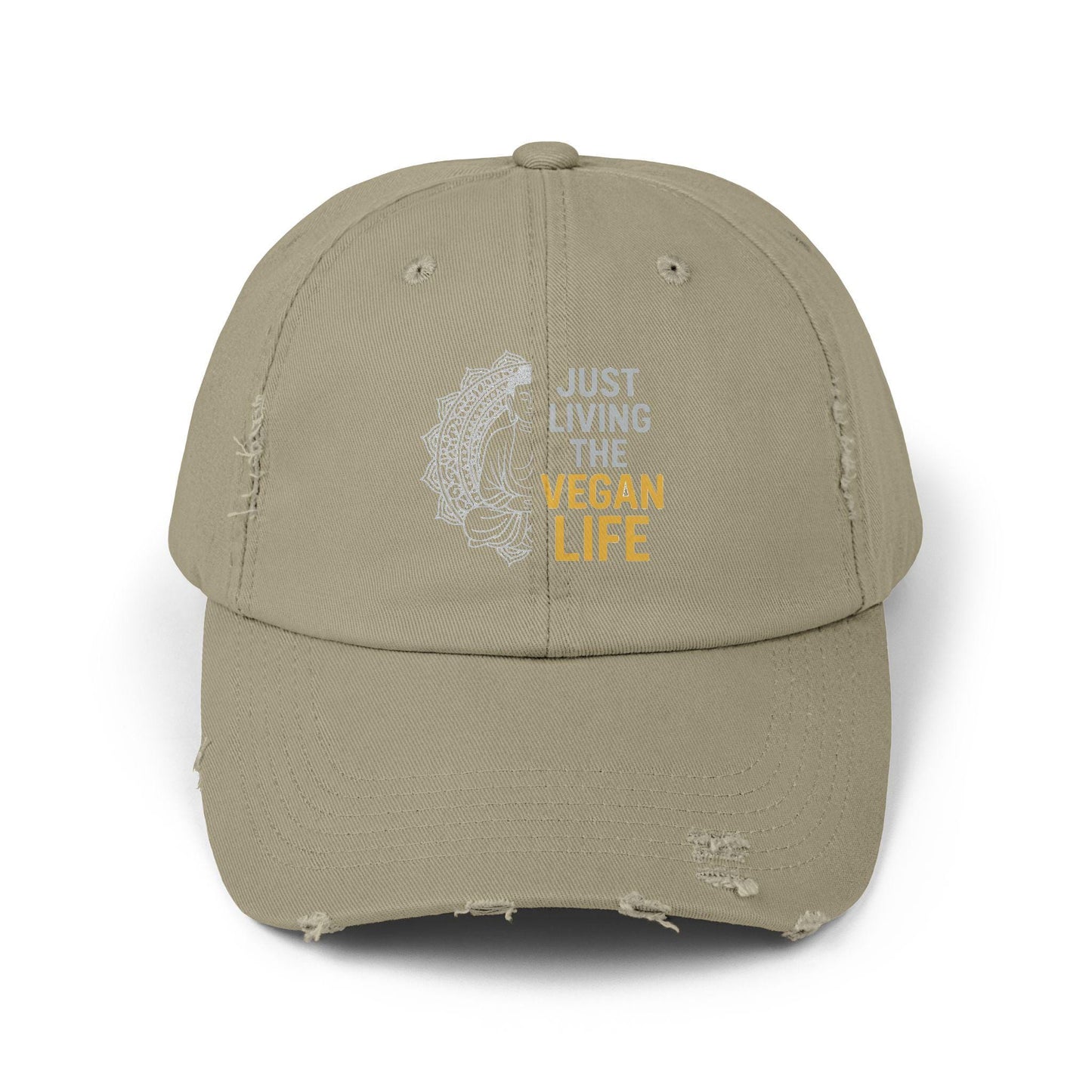 Distressed Vegan Life Baseball Cap | Cotton Twill Statement Hat