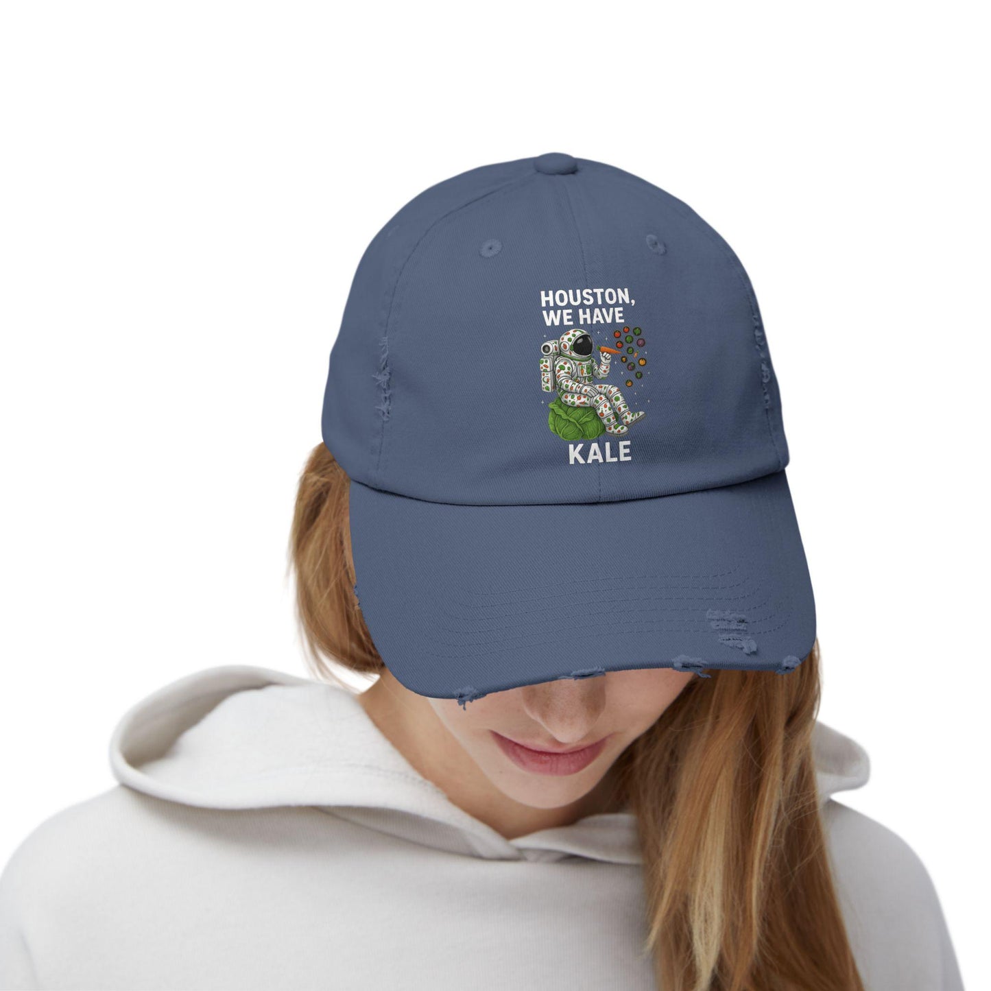 Houston We Have Kale Cap | Astronaut Eating Kale Distressed Hat
