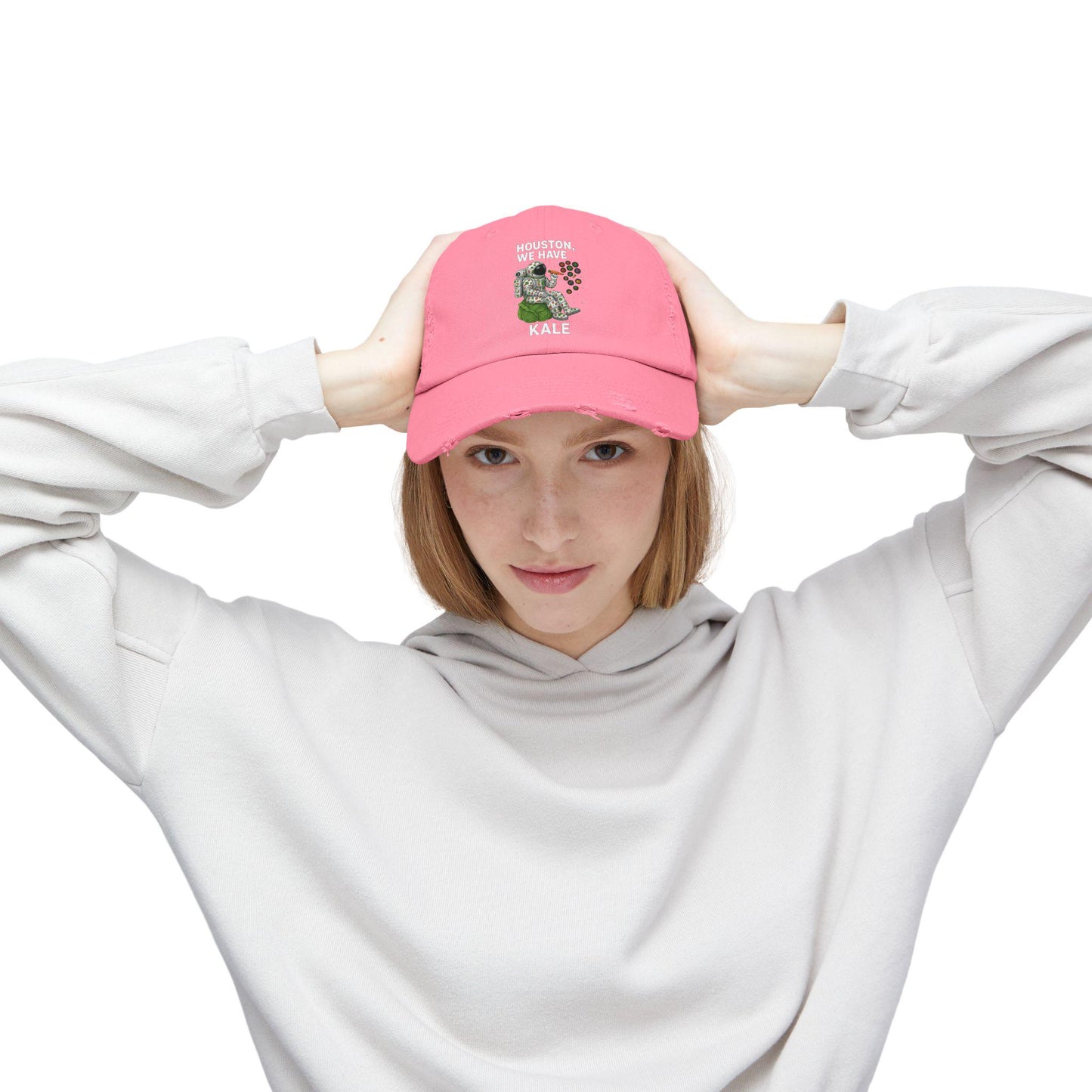 Houston We Have Kale Cap | Astronaut Eating Kale Distressed Hat