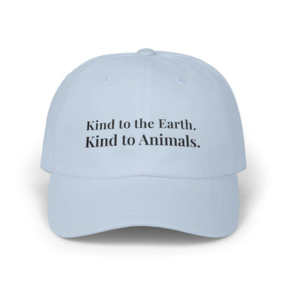 Kind to Earth Animals Cotton Cap, Minimal Vegan Message Hat