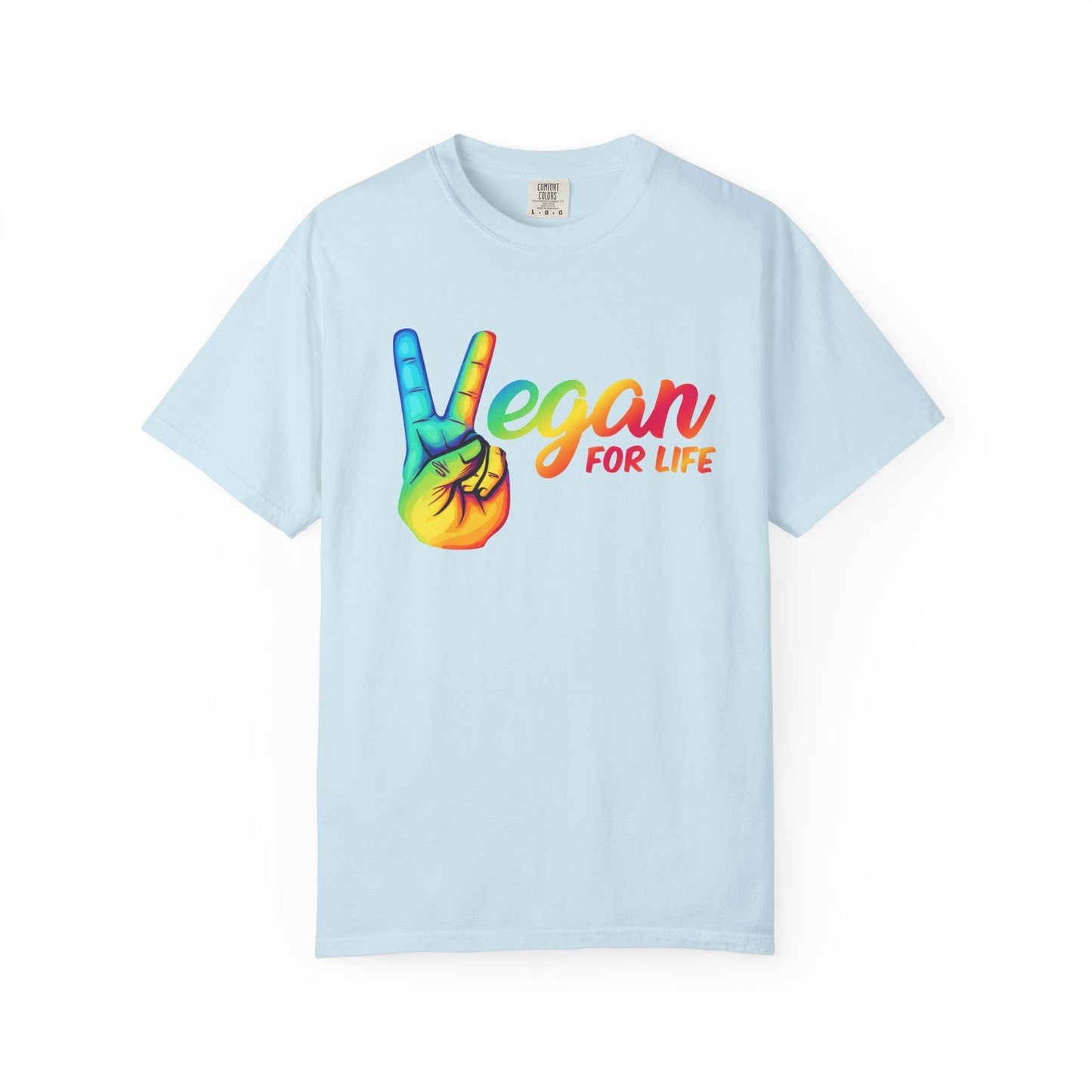 Vegan for Life Rainbow Shirt, Peace Sign Vegan Tee, Retro Plant Based Top