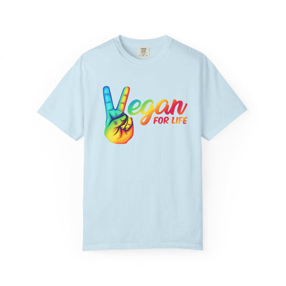 Vegan for Life Rainbow Shirt, Peace Sign Vegan Tee, Retro Plant Based Top