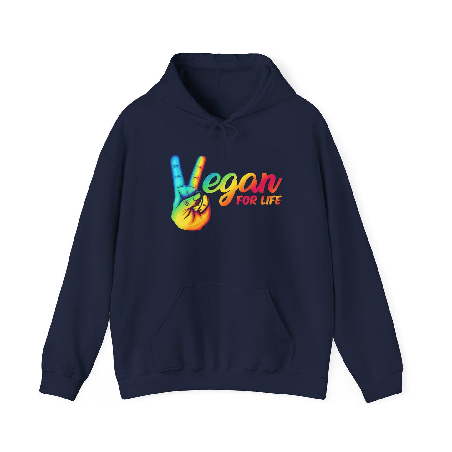Vegan for Life Hoodie, Rainbow Peace Sign Sweatshirt, Plant Based Pullover