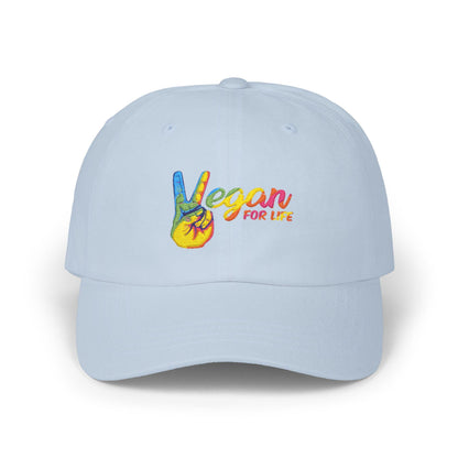 Vegan for Life Hat, Rainbow Peace Sign Cap, Plant Based Dad Hat