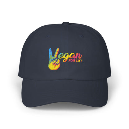 Vegan for Life Hat, Rainbow Peace Sign Cap, Plant Based Dad Hat