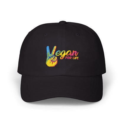 Vegan for Life Hat, Rainbow Peace Sign Cap, Plant Based Dad Hat