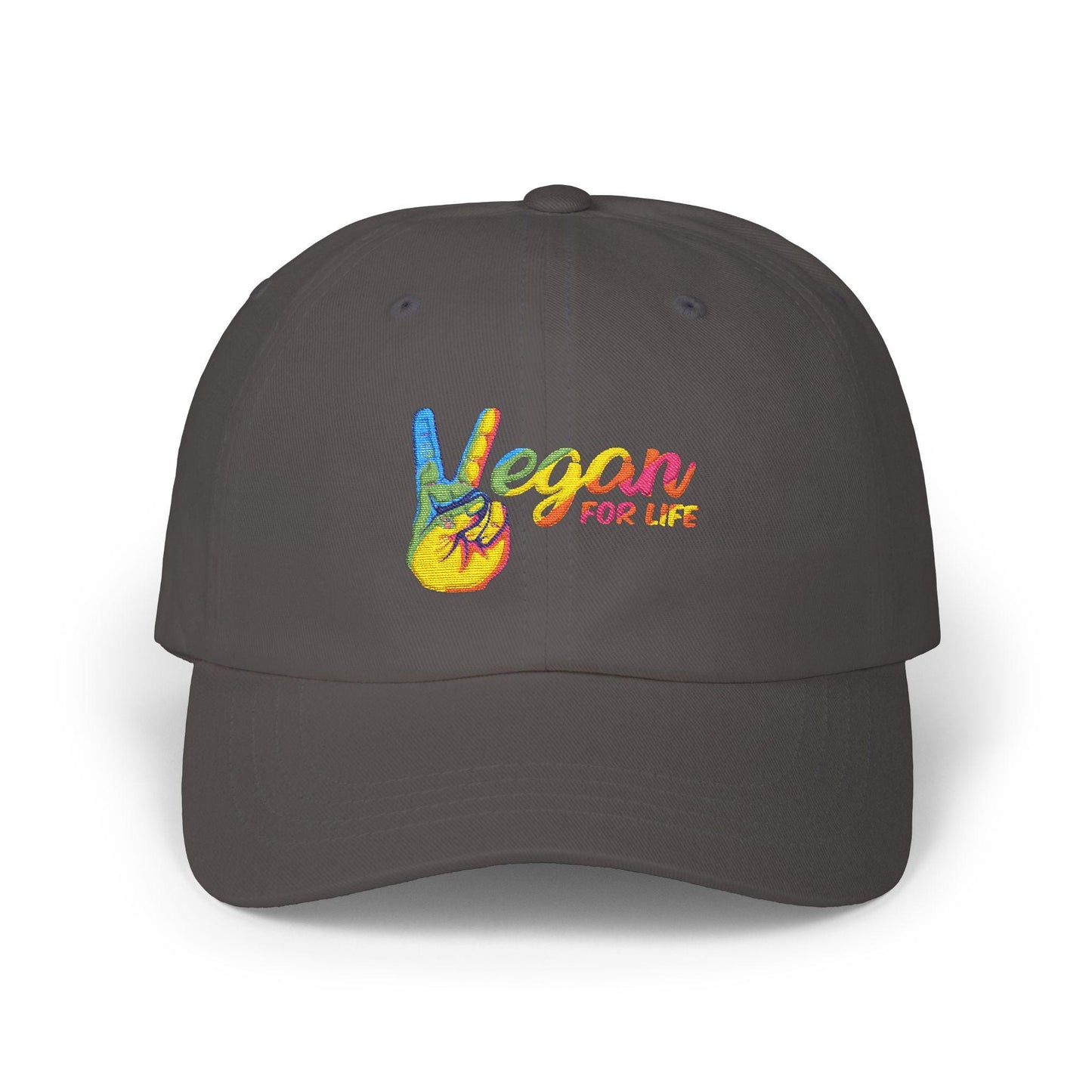 Vegan for Life Hat, Rainbow Peace Sign Cap, Plant Based Dad Hat