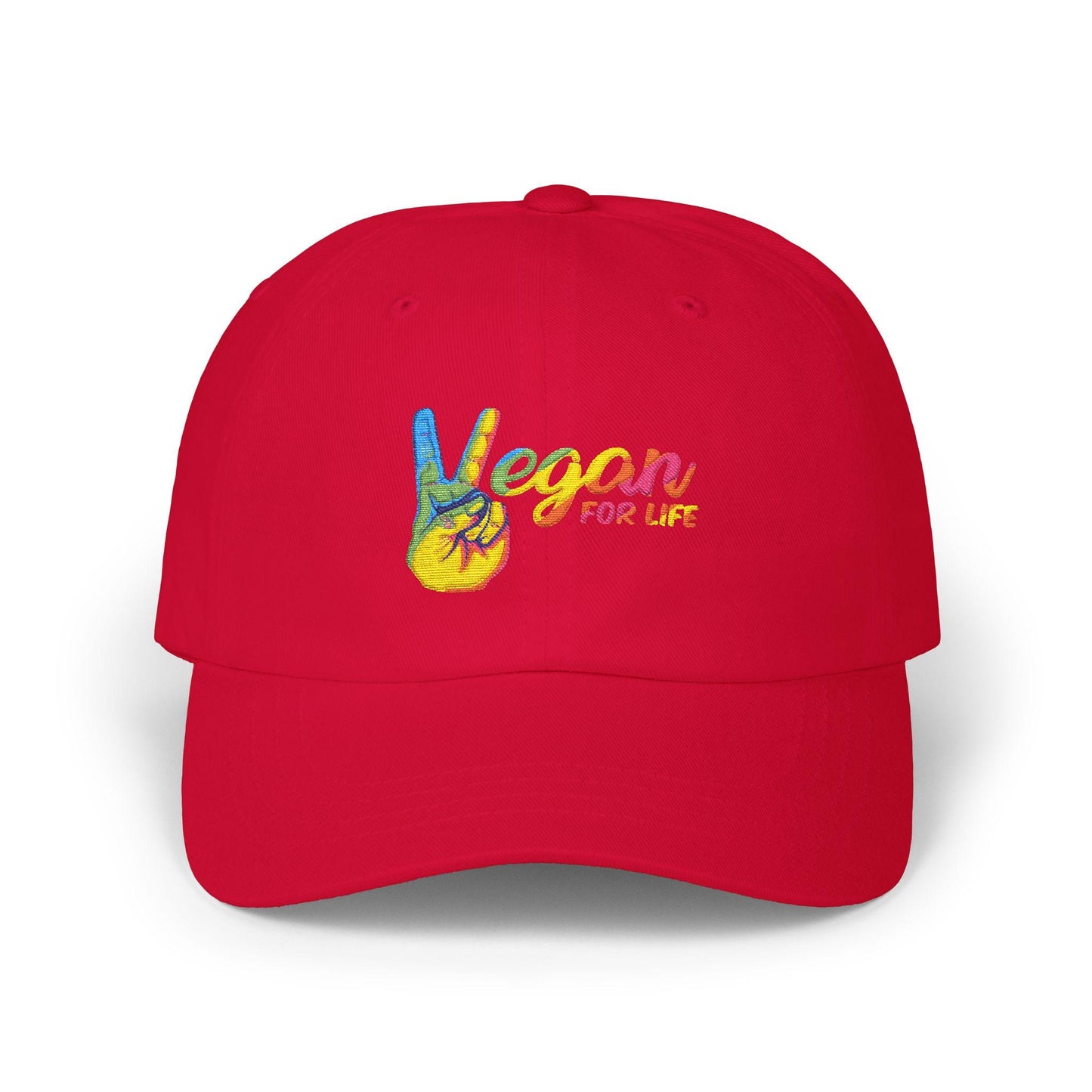Vegan for Life Hat, Rainbow Peace Sign Cap, Plant Based Dad Hat