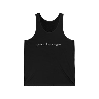 Peace Love Vegan Tank Top, Minimalist Graphic Shirt, Bella Canvas 3480