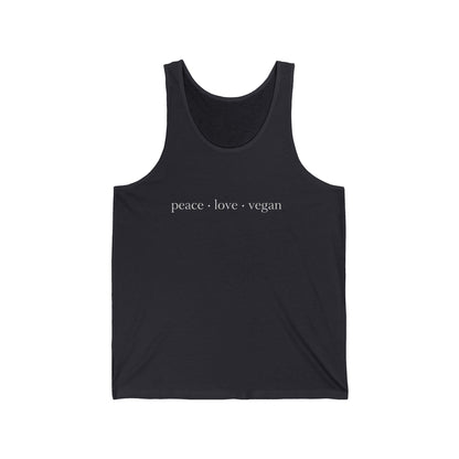 Peace Love Vegan Tank Top, Minimalist Graphic Shirt, Bella Canvas 3480