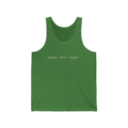 Peace Love Vegan Tank Top, Minimalist Graphic Shirt, Bella Canvas 3480