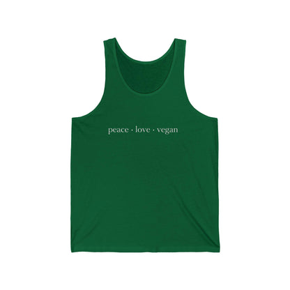 Peace Love Vegan Tank Top, Minimalist Graphic Shirt, Bella Canvas 3480