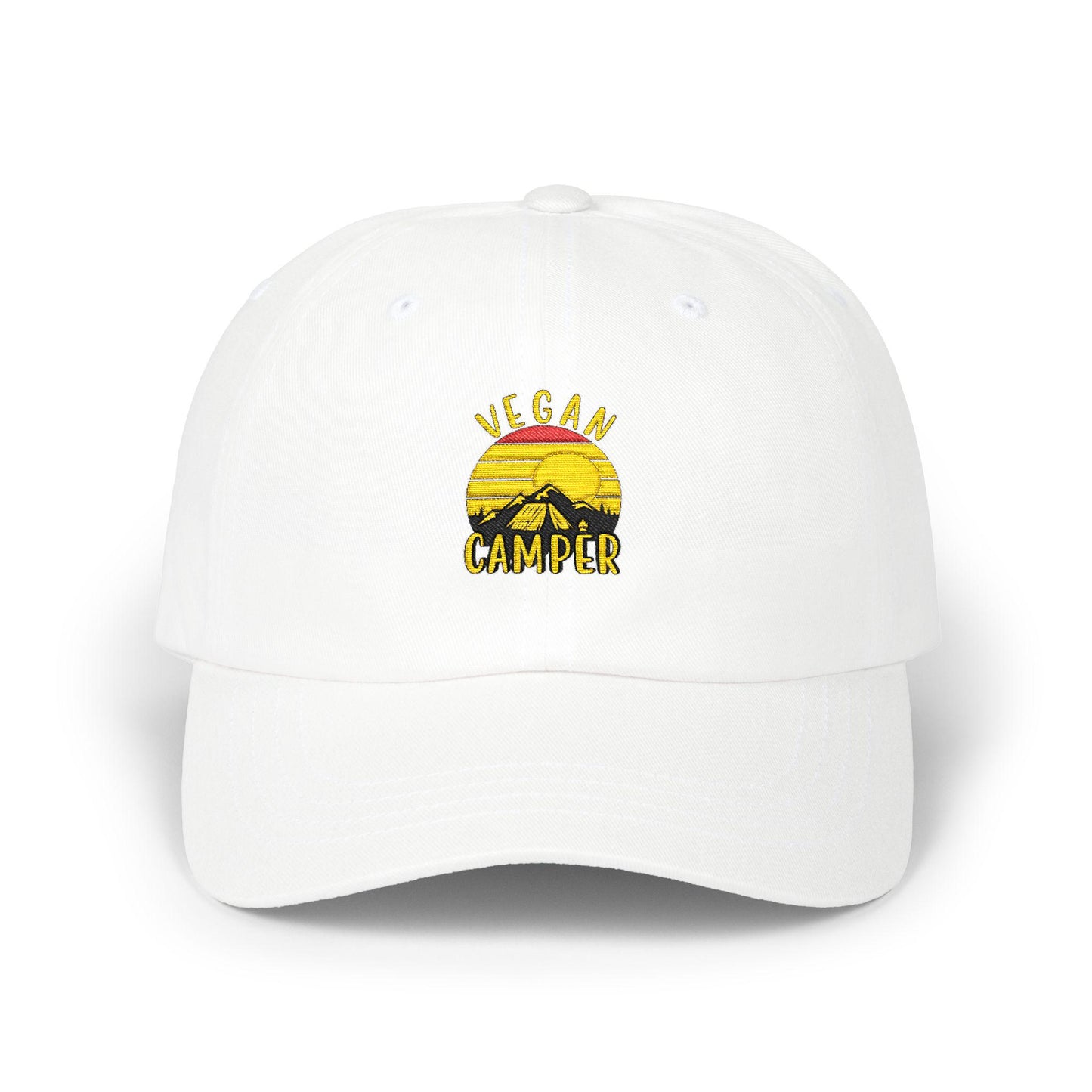 Vegan Camper Dad Hat, Retro Camping Cap, Embroidered Outdoors Adventure亚明