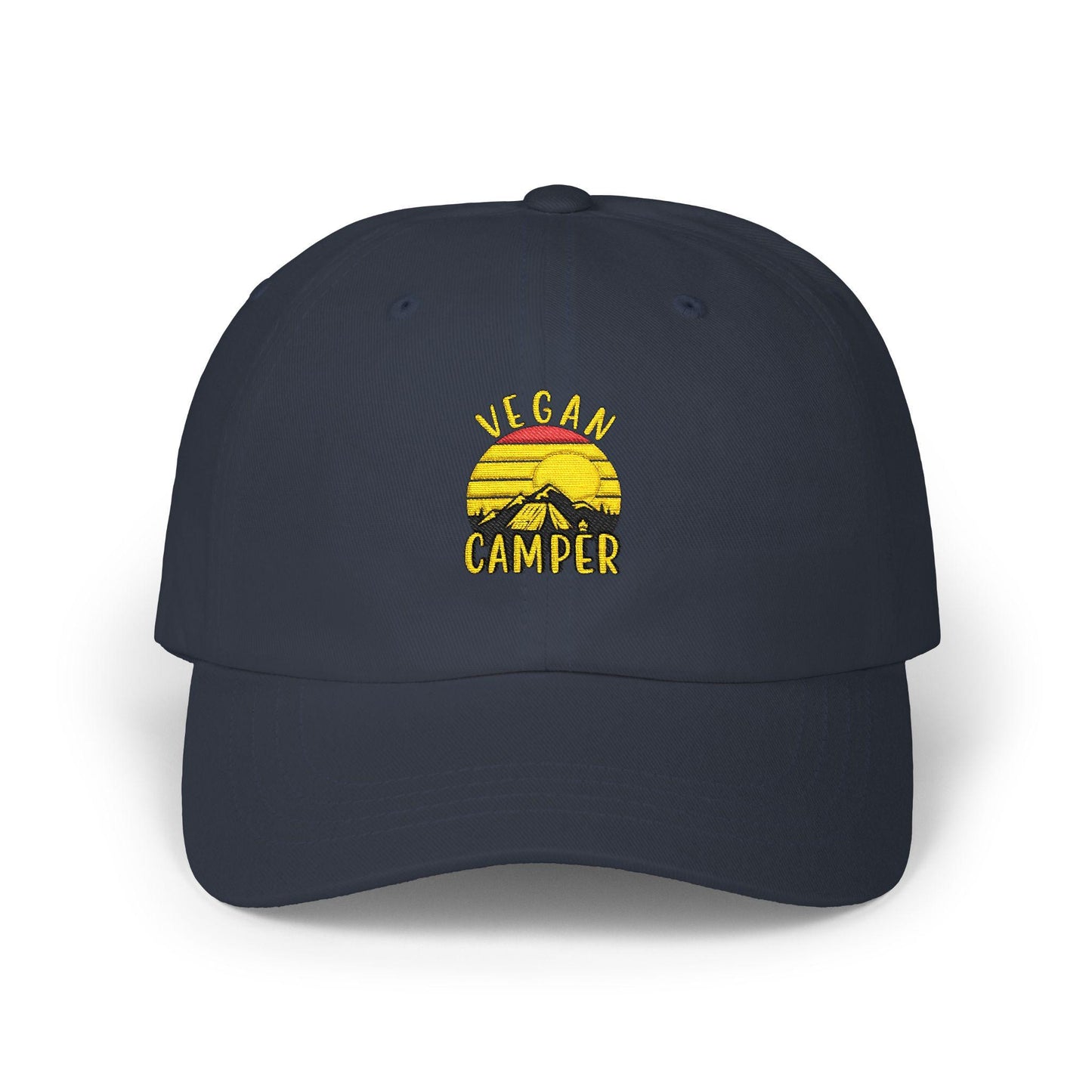 Vegan Camper Dad Hat, Retro Camping Cap, Embroidered Outdoors Adventure亚明