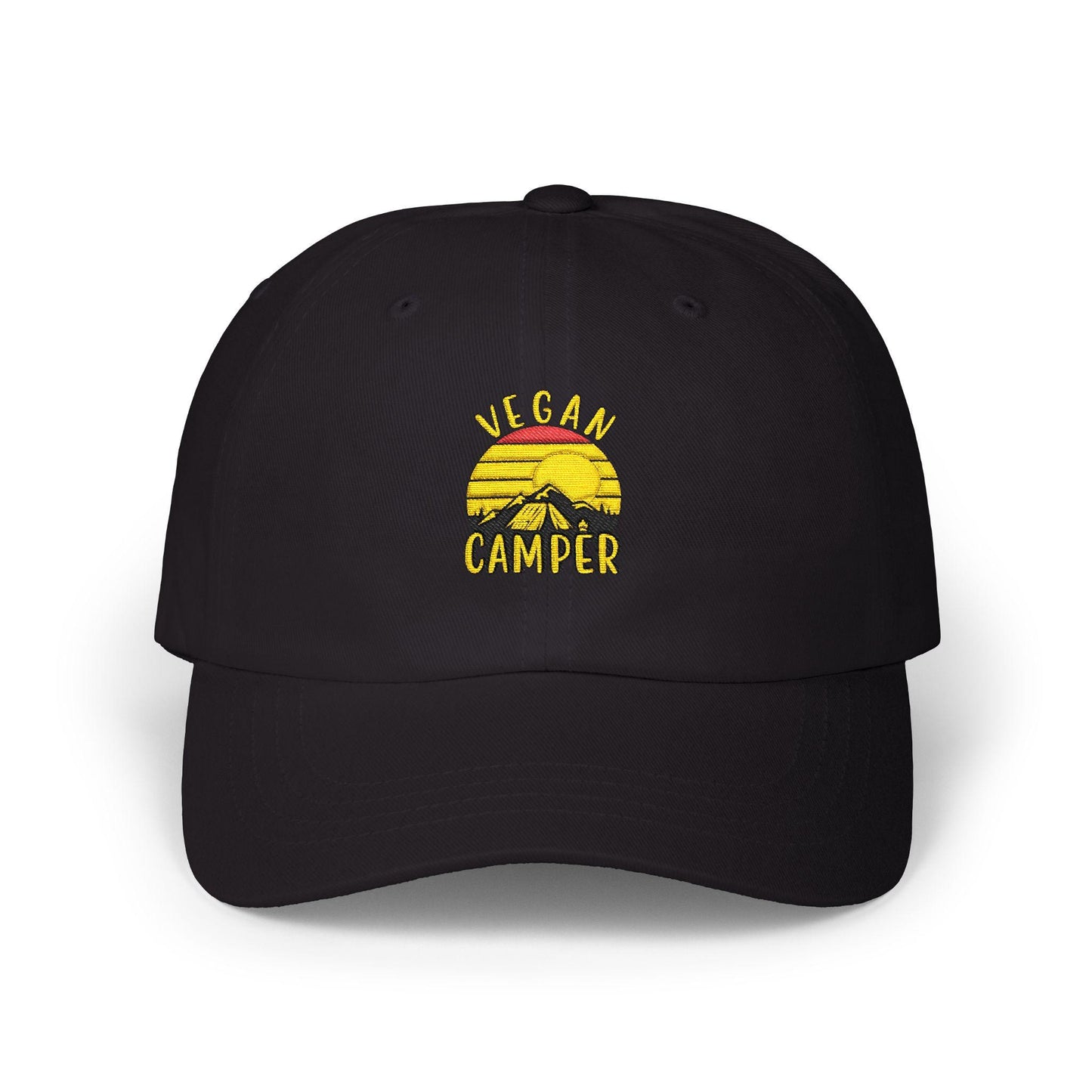 Vegan Camper Dad Hat, Retro Camping Cap, Embroidered Outdoors Adventure亚明
