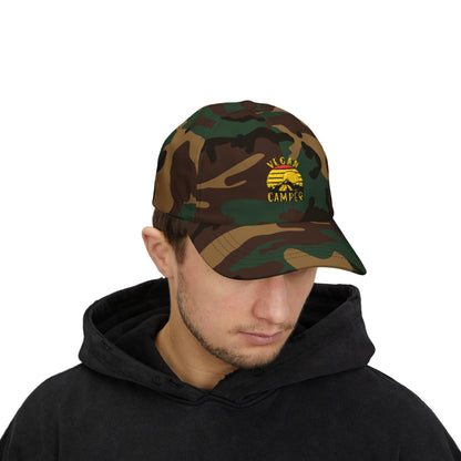 Vegan Camper Dad Hat, Retro Camping Cap, Embroidered Outdoors Adventure亚明