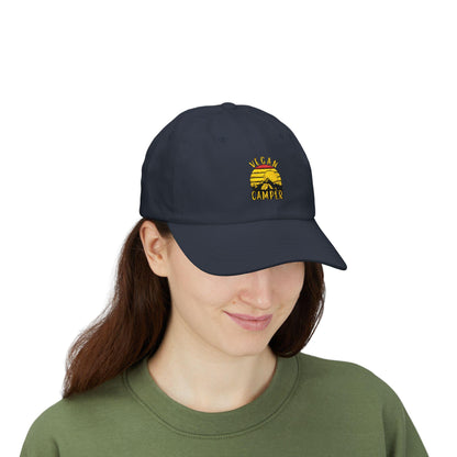 Vegan Camper Dad Hat, Retro Camping Cap, Embroidered Outdoors Adventure亚明