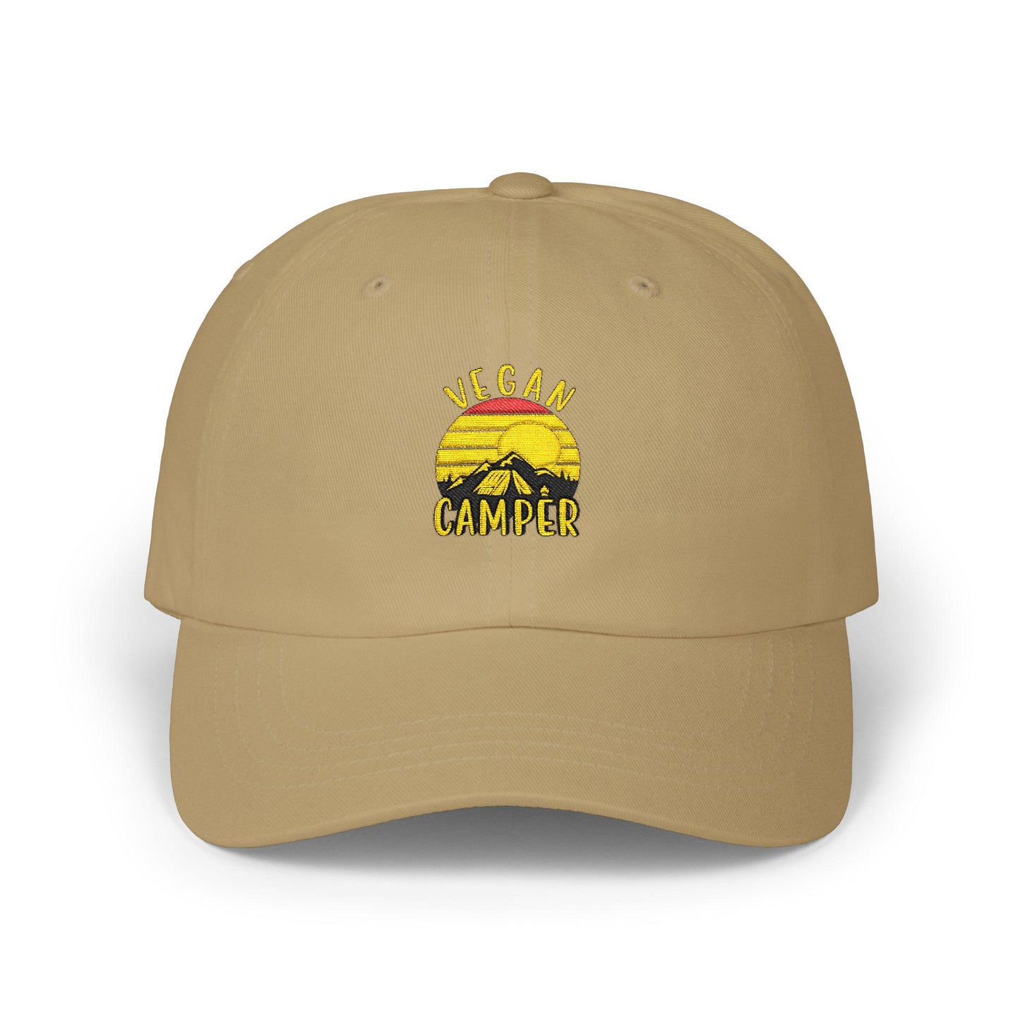Vegan Camper Dad Hat, Retro Camping Cap, Embroidered Outdoors Adventure亚明
