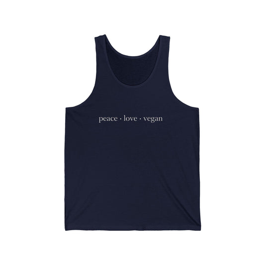 Peace Love Vegan Tank Top, Minimalist Graphic Shirt, Bella Canvas 3480