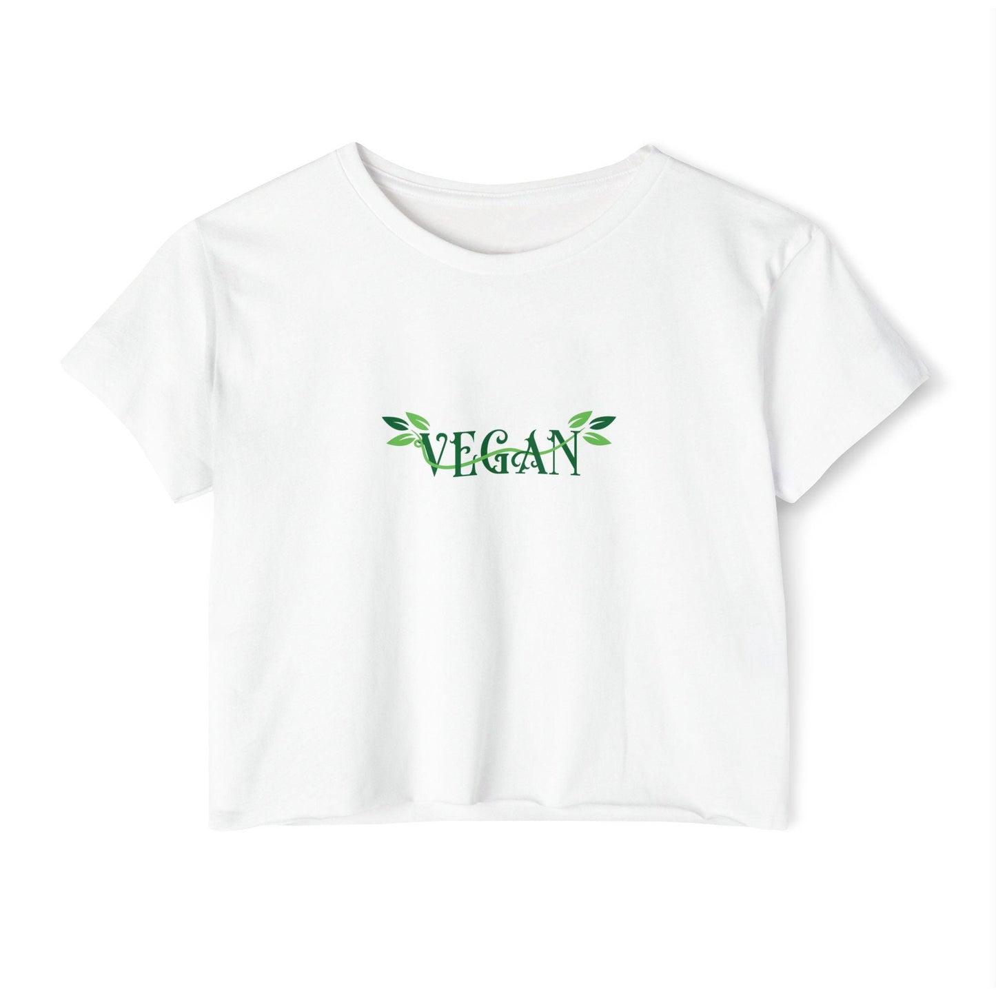 Vegan Leaf Script Crop Top | Minimalist Festival Tee