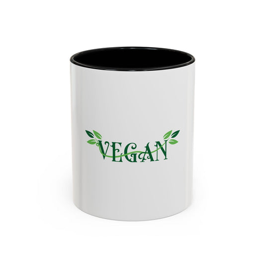 Vegan Leaf Script Mug | Accent Coffee Mug