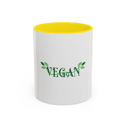 Vegan Leaf Script Mug | Accent Coffee Mug