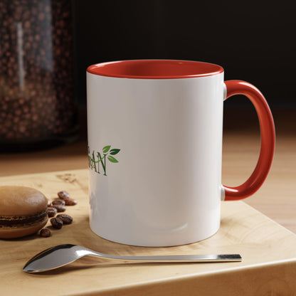 Vegan Leaf Script Mug | Accent Coffee Mug