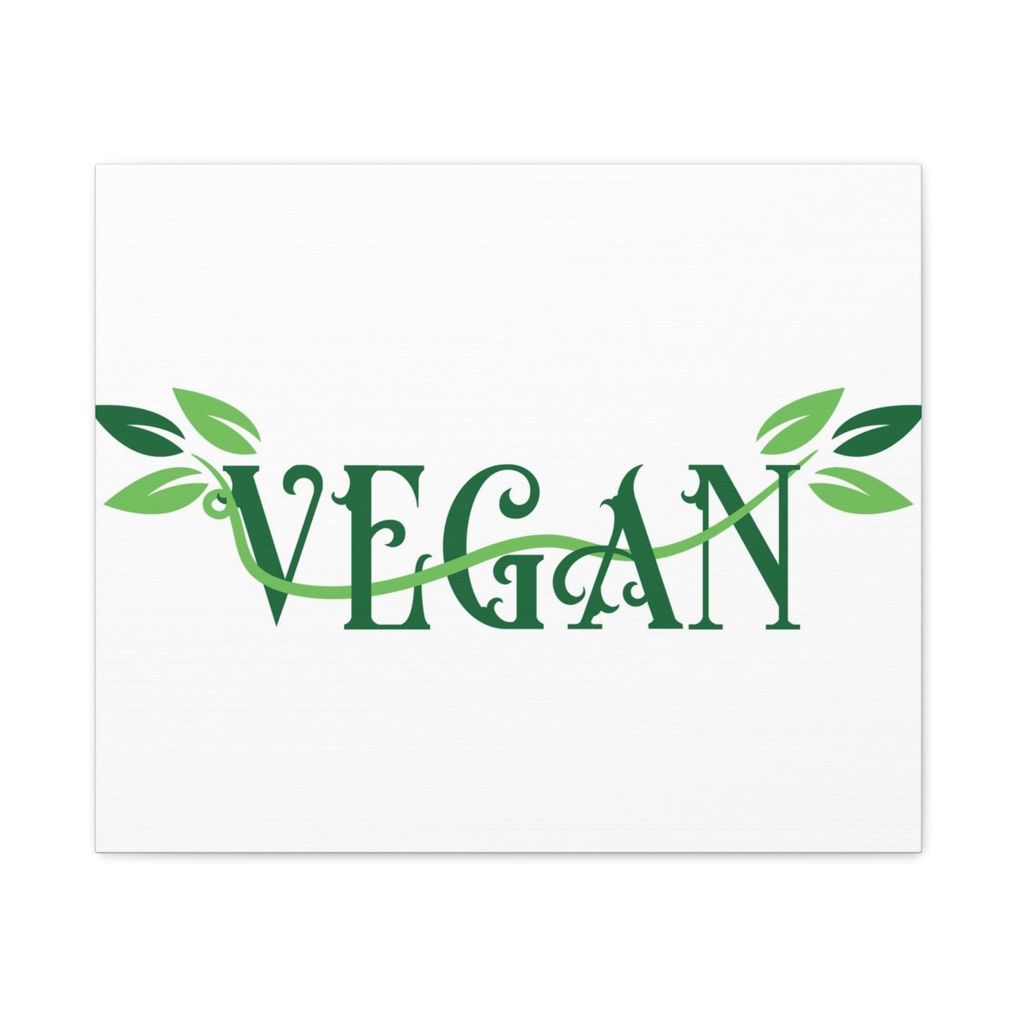 Vegan Script with Leaves Canvas - Hanging Vegan Text