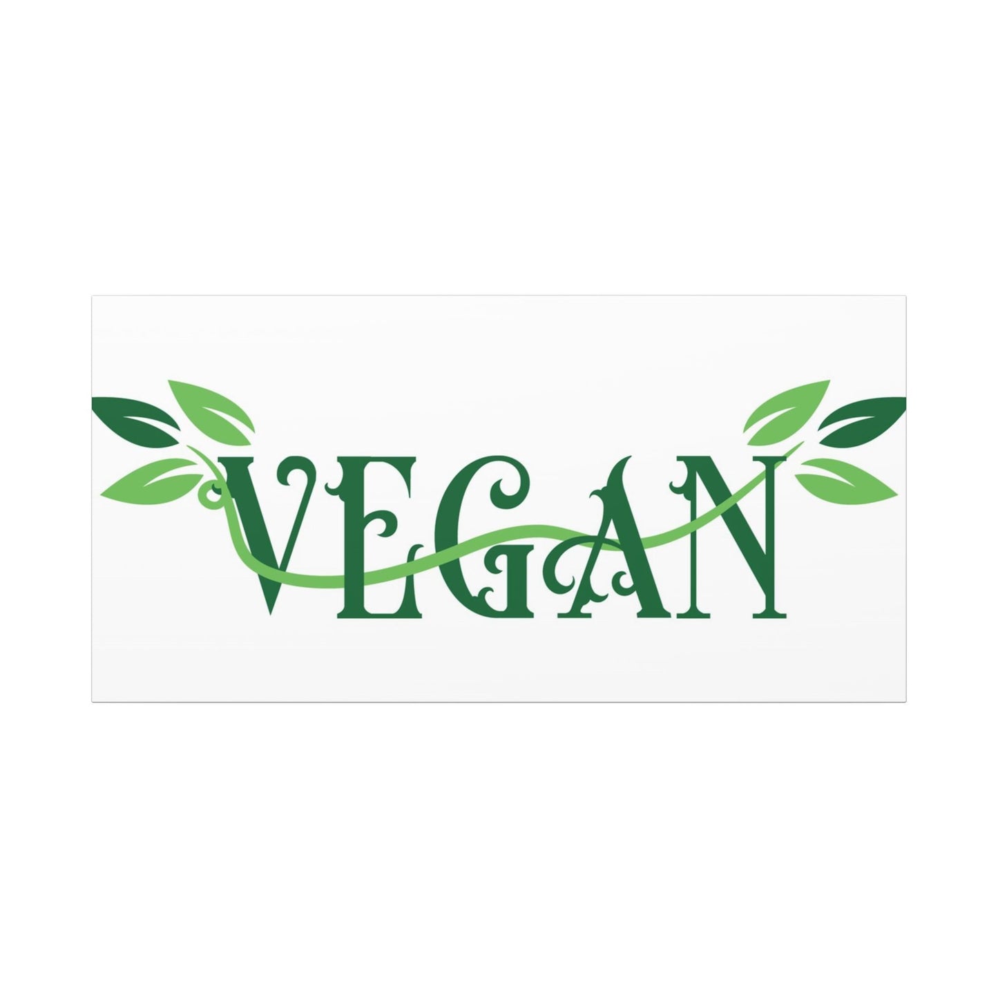 Vegan Script with Leaves Canvas - Hanging Vegan Text