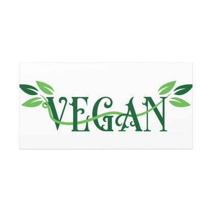 Vegan Script with Leaves Canvas - Hanging Vegan Text