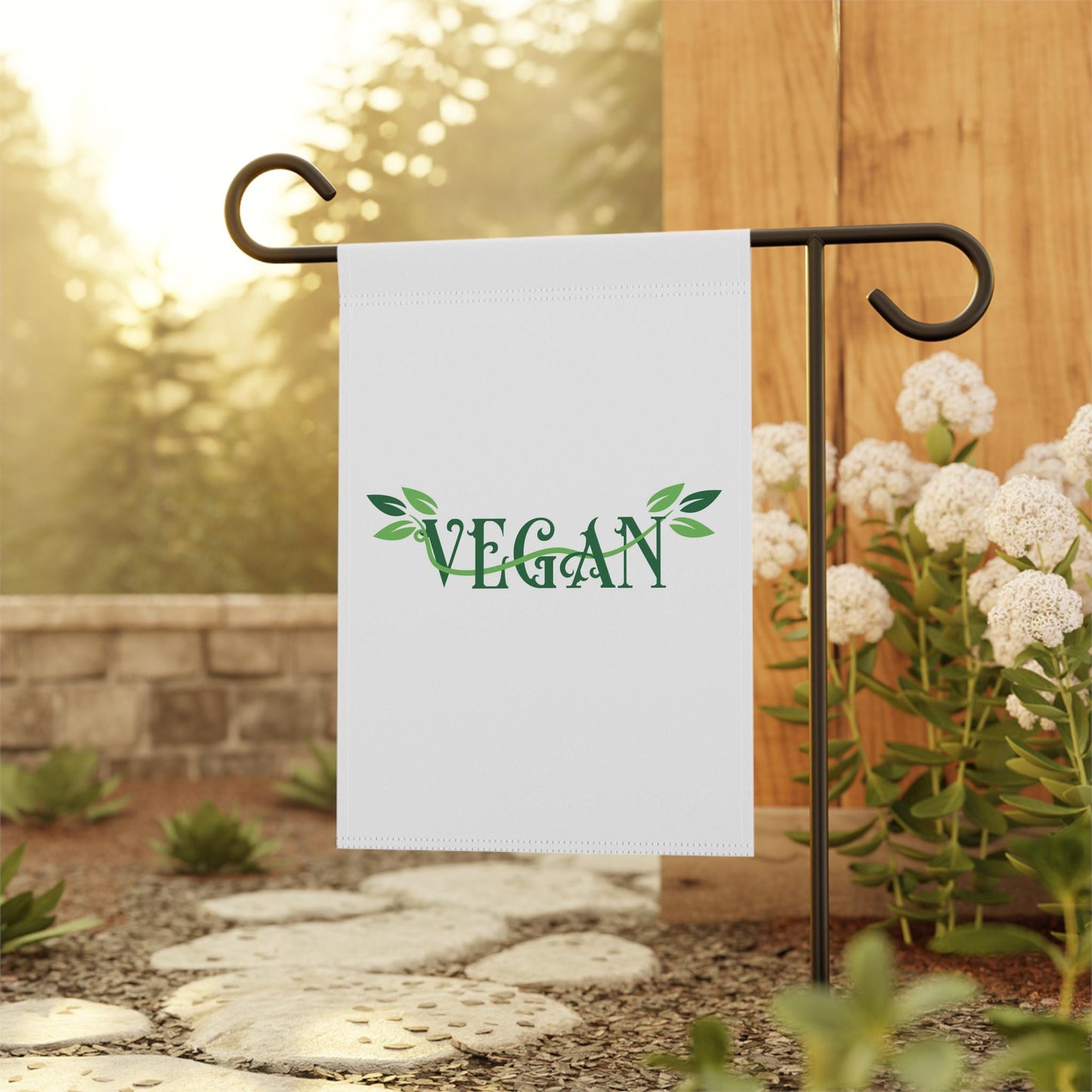 Vegan Leaf Typography Garden Banner | House Flag