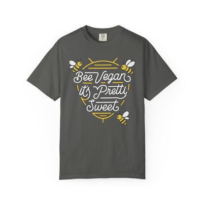 Bee Vegan It's Pretty Sweet Graphic Tee, Comfort Colors 1717, Hand Drawn Bees