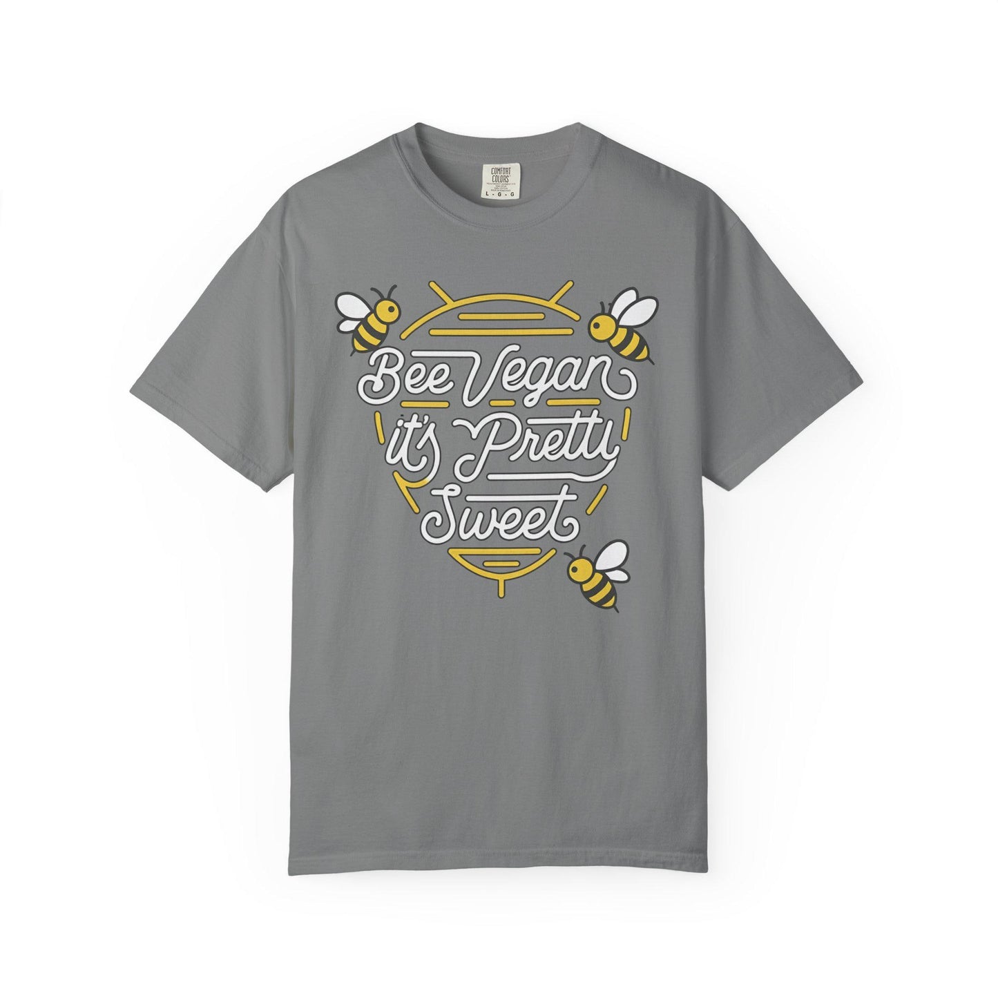 Bee Vegan It's Pretty Sweet Graphic Tee, Comfort Colors 1717, Hand Drawn Bees