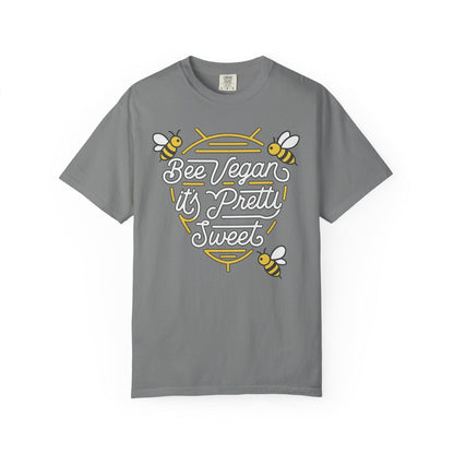 Bee Vegan It's Pretty Sweet Graphic Tee, Comfort Colors 1717, Hand Drawn Bees