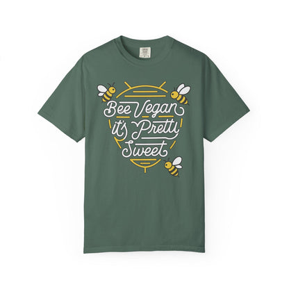 Bee Vegan It's Pretty Sweet Graphic Tee, Comfort Colors 1717, Hand Drawn Bees