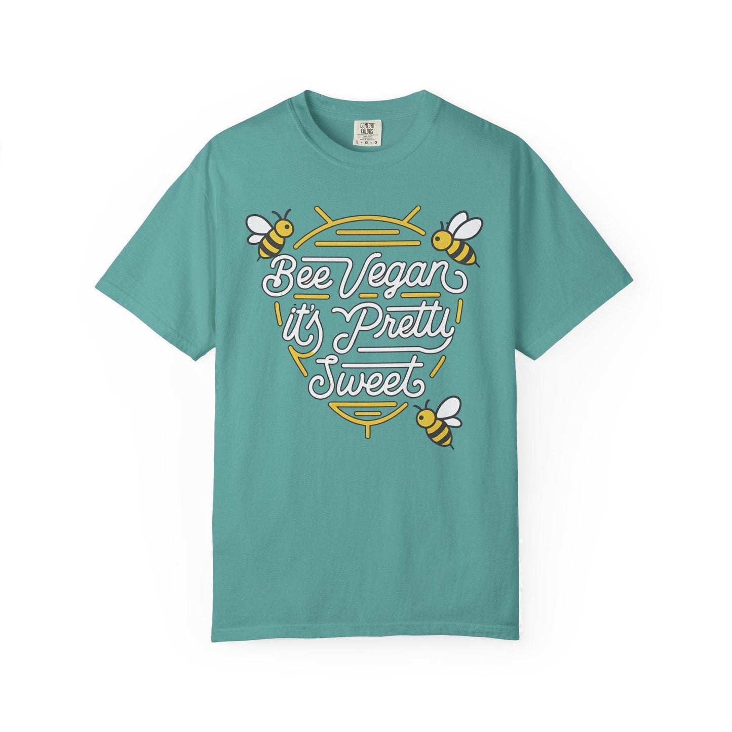 Bee Vegan It's Pretty Sweet Graphic Tee, Comfort Colors 1717, Hand Drawn Bees