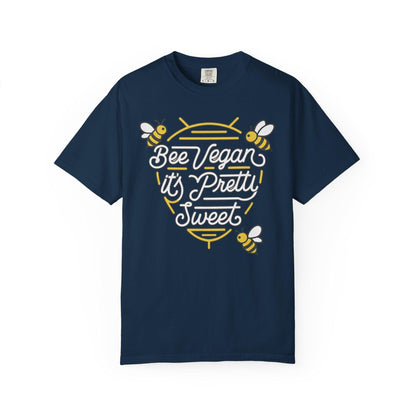 Bee Vegan It's Pretty Sweet Graphic Tee, Comfort Colors 1717, Hand Drawn Bees