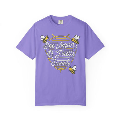 Bee Vegan It's Pretty Sweet Graphic Tee, Comfort Colors 1717, Hand Drawn Bees