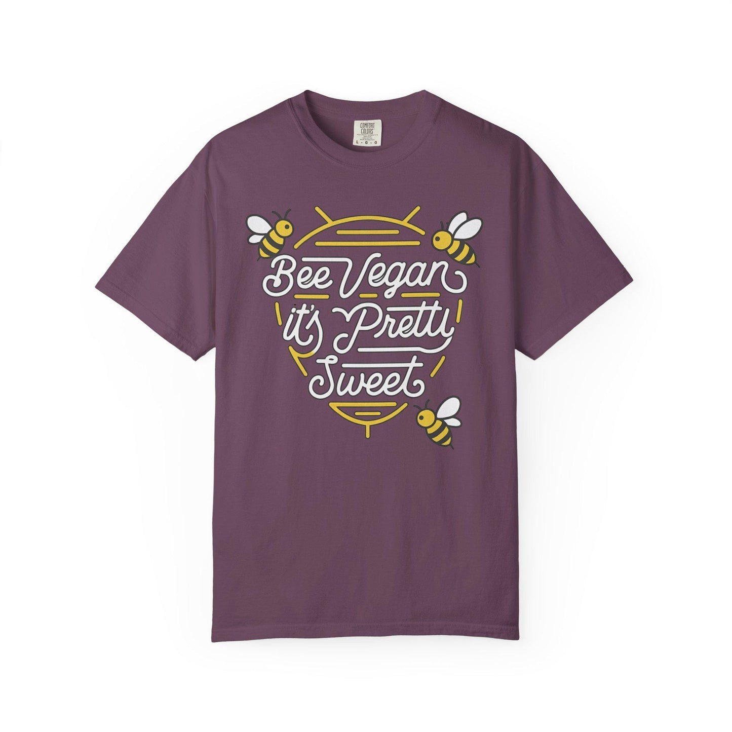 Bee Vegan It's Pretty Sweet Graphic Tee, Comfort Colors 1717, Hand Drawn Bees