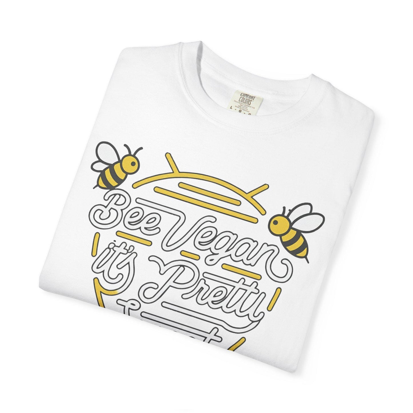 Bee Vegan It's Pretty Sweet Graphic Tee, Comfort Colors 1717, Hand Drawn Bees