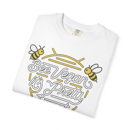 Bee Vegan It's Pretty Sweet Graphic Tee, Comfort Colors 1717, Hand Drawn Bees