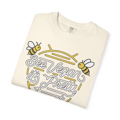 Bee Vegan It's Pretty Sweet Graphic Tee, Comfort Colors 1717, Hand Drawn Bees
