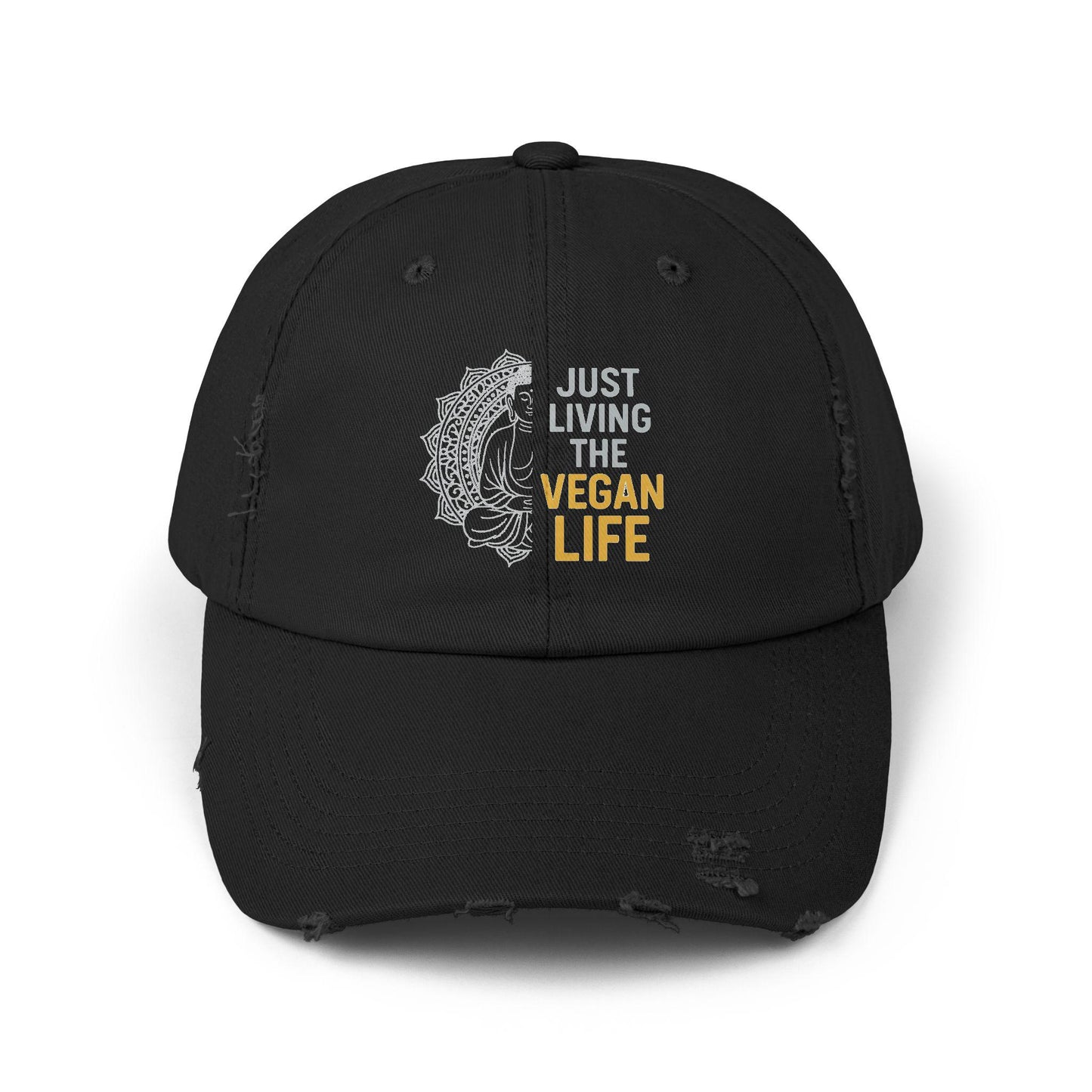 Distressed Vegan Life Baseball Cap | Cotton Twill Statement Hat