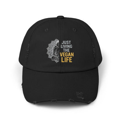 Distressed Vegan Life Baseball Cap | Cotton Twill Statement Hat
