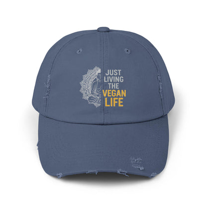Distressed Vegan Life Baseball Cap | Cotton Twill Statement Hat