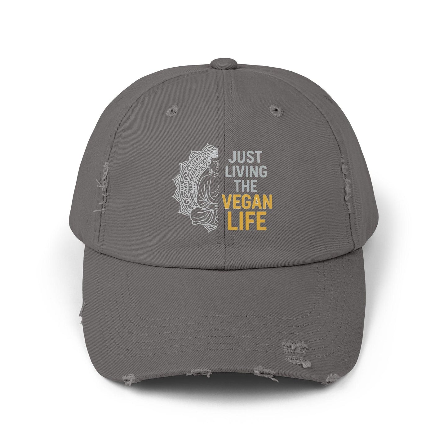 Distressed Vegan Life Baseball Cap | Cotton Twill Statement Hat