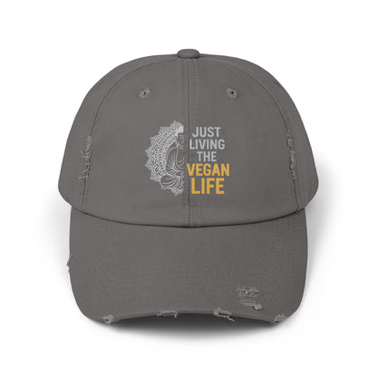 Distressed Vegan Life Baseball Cap | Cotton Twill Statement Hat