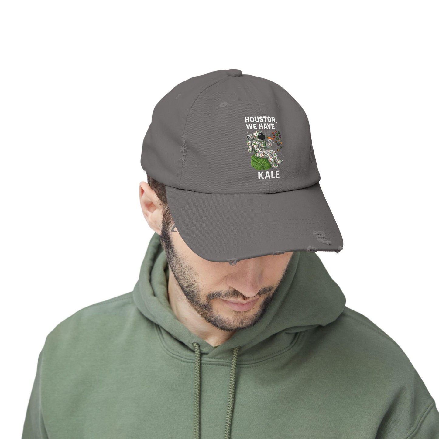 Houston We Have Kale Cap | Astronaut Eating Kale Distressed Hat