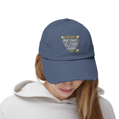 Bee Vegan Is Pretty Sweet Cap | Embroidered Bee Design